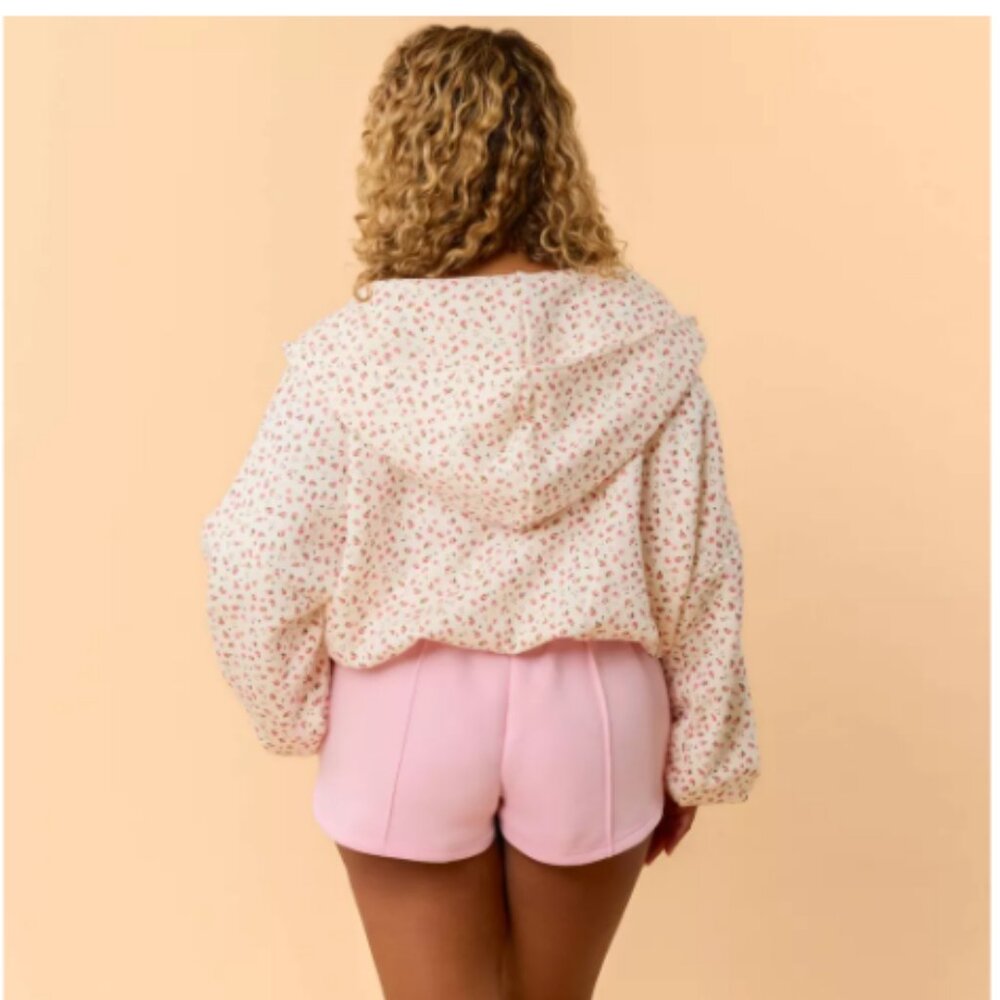 Blogilates Women's Marshmallow Full Zip Hooded Sweatshirt - Cream Floral - M - Picture 4 of 4